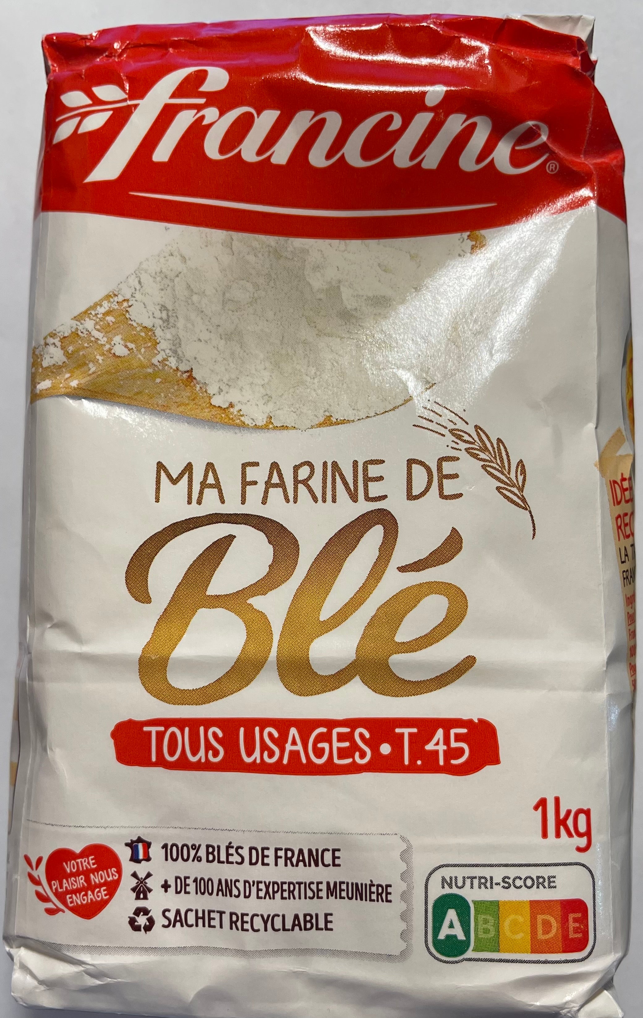 Francine Farine de Ble Tous Usages - French All Purpose Wheat Flour - 2.2  lbs (Pack Of 2)