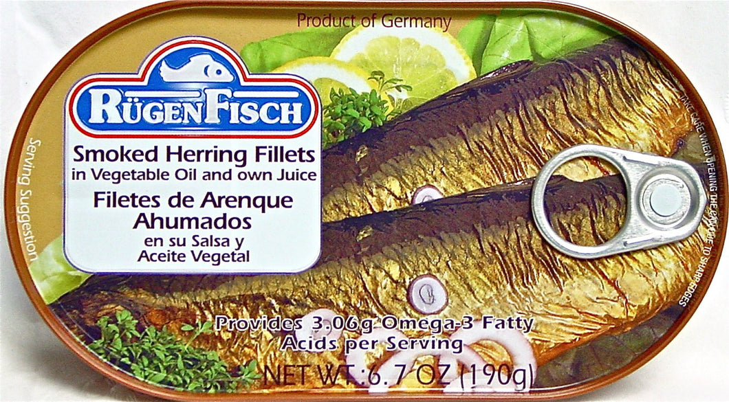 Ruegenfisch Smoked Herring Fillets, 6.7-Ounce Tins (Pack of 16)