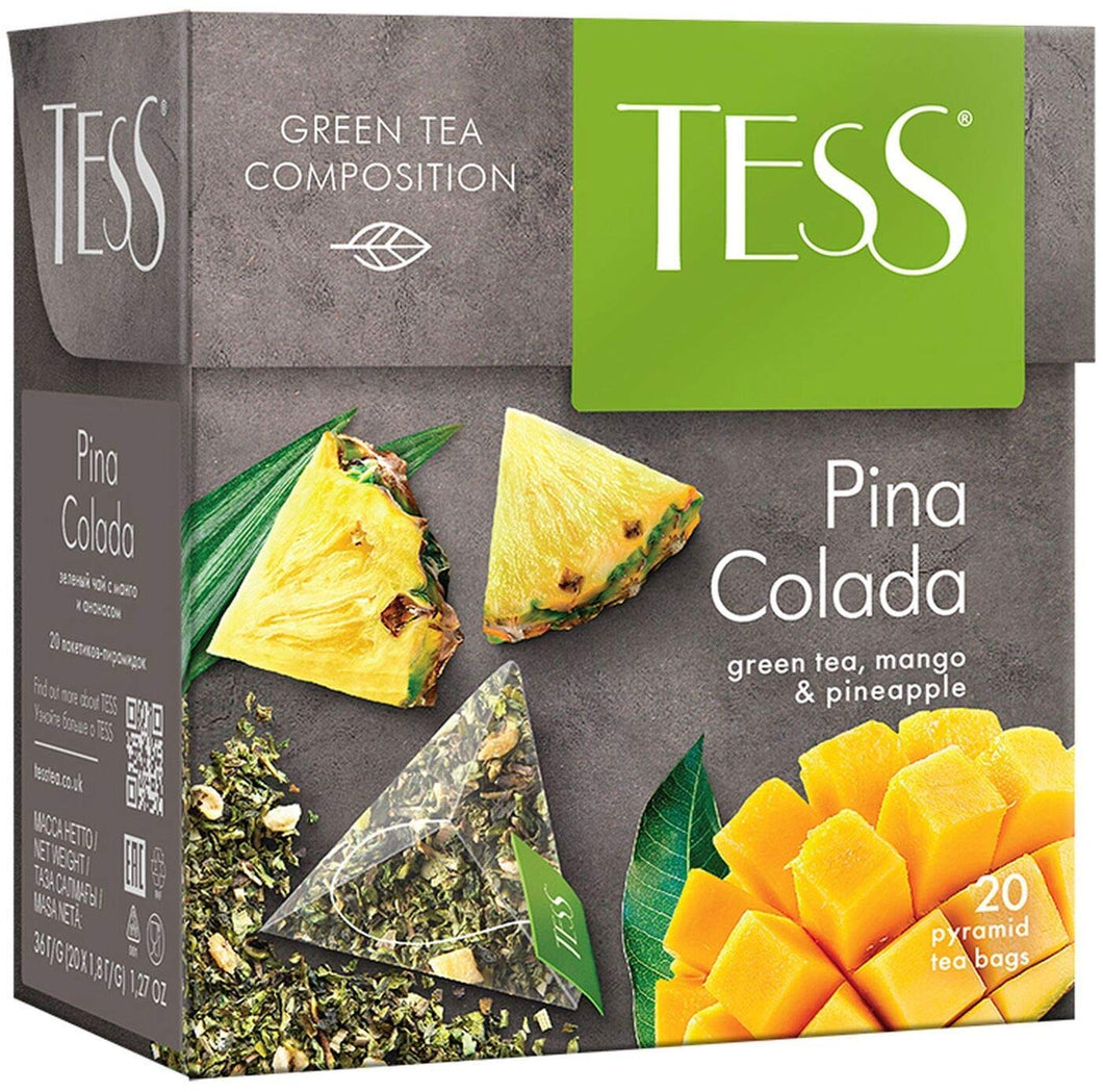 Tess Pina Colada Green Tea, Mango and Pineapple Leaf Tea, 20 count