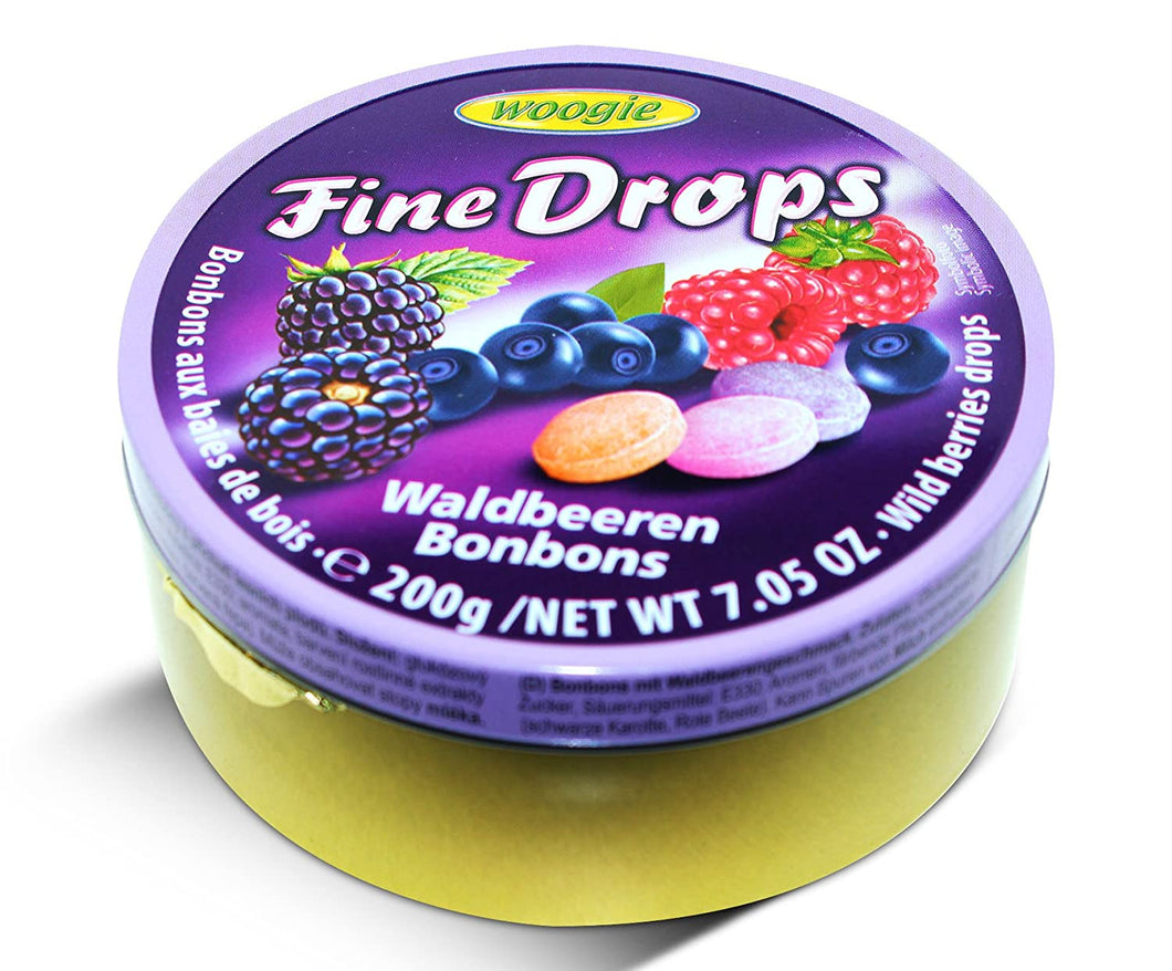 Woogie German Fine Drops Forest Berries Candy Tin 200gr (Waldbeerengeschmack)